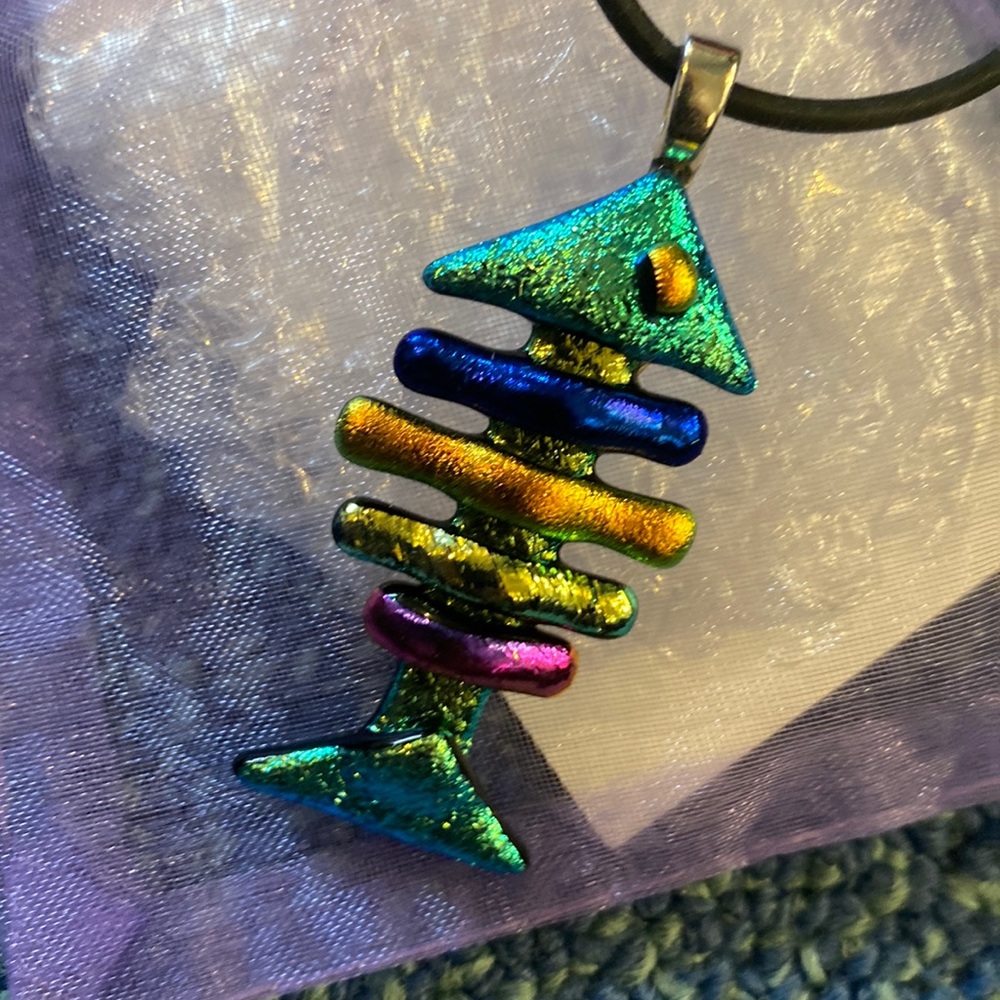 Handmade fish glass necklace
